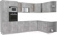 Миниатюра изображения товара Кухонный гарнитур Интерлиния Мила 1.88x3.2 правая без столешницы (бетон/бетон)