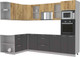 Миниатюра изображения товара Кухонный гарнитур Интерлиния Мила 1.68x2.8 левая без столешницы (дуб золотой/антрацит)