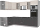Миниатюра изображения товара Кухонный гарнитур Интерлиния Мила 1.68x2.8 левая без столешницы (вудлайн кремовый/антрацит)