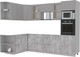 Миниатюра изображения товара Кухонный гарнитур Интерлиния Мила 1.68x2.8 левая без столешницы (серебристый/бетон)