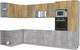 Миниатюра изображения товара Кухонный гарнитур Интерлиния Мила 1.68x3.4 левая без столешницы (дуб золотой/бетон)