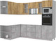 Миниатюра изображения товара Кухонный гарнитур Интерлиния Мила 1.68x2.6 левая без столешницы (дуб золотой/бетон)