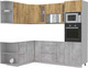 Миниатюра изображения товара Кухонный гарнитур Интерлиния Мила 1.68x2.4 левая без столешницы (дуб золотой/бетон)