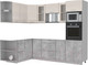 Миниатюра изображения товара Кухонный гарнитур Интерлиния Мила 1.68x2.6 левая без столешницы (вудлайн кремовый/бетон)