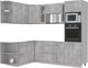 Миниатюра изображения товара Кухонный гарнитур Интерлиния Мила 1.68x2.4 левая без столешницы (бетон/бетон)