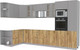 Миниатюра изображения товара Кухонный гарнитур Интерлиния Мила 1.68x3.4 левая без столешницы (серебристый/дуб золотой)