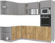 Миниатюра изображения товара Кухонный гарнитур Интерлиния Мила 1.68x2.4 левая без столешницы (серебристый/дуб золотой)