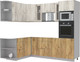 Миниатюра изображения товара Кухонный гарнитур Интерлиния Мила 1.68x2.4 левая без столешницы (дуб белый/дуб золотой)