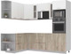 Миниатюра изображения товара Кухонный гарнитур Интерлиния Мила 1.68x2.4 левая без столешницы (белый платинум/дуб серый)