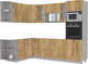 Миниатюра изображения товара Кухонный гарнитур Интерлиния Мила 1.68x2.6 левая без столешницы (дуб золотой/дуб золотой)
