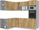 Миниатюра изображения товара Кухонный гарнитур Интерлиния Мила 1.68x2.4 левая без столешницы (дуб золотой/дуб золотой)