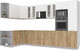 Миниатюра изображения товара Кухонный гарнитур Интерлиния Мила 1.68x3.4 левая без столешницы (белый платинум/дуб золотой)