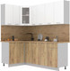 Миниатюра изображения товара Кухонный гарнитур Интерлиния Мила 12x21 (белый платинум/дуб золотой/дуб бунратти)