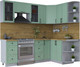 Миниатюра изображения товара Кухонный гарнитур Интерлиния Тренд 1.5x2.3 правая (мята/мята/дуб бунратти)