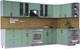 Миниатюра изображения товара Кухонный гарнитур Интерлиния Тренд 1.7x3.5 правая (мята/мята/дуб бунратти)