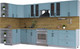 Миниатюра изображения товара Кухонный гарнитур Интерлиния Тренд 1.5x3.6 левая (океан/океан/дуб бунратти)