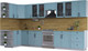Миниатюра изображения товара Кухонный гарнитур Интерлиния Тренд 1.5x3.8 левая (океан/океан/дуб бунратти)