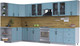 Миниатюра изображения товара Кухонный гарнитур Интерлиния Тренд 1.7x3.8 левая (океан/океан/дуб бунратти)
