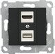 Миниатюра изображения товара Розетка Mutlusan Rita HDMI + USB Type-A 2200-459-0184 (черный матовый)