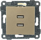 Миниатюра изображения товара Розетка Mutlusan Rita 2xUSB Type-A 2200-449-0185 (золото доре)