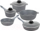 Миниатюра изображения товара Набор кухонной посуды Elan Gallery Гармония вкуса / 120558+5 (8пр, серый мрамор)