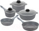 Миниатюра изображения товара Набор кухонной посуды Elan Gallery Гармония вкуса / 120558+5 (8пр, серый мрамор)