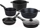Миниатюра изображения товара Набор кухонной посуды Elan Gallery Гармония вкуса / 120110+5 (9пр, черный мрамор)