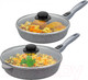 Миниатюра изображения товара Набор сковородок Elan Gallery Гармония вкуса +крышки / 120591+2 (4пр, серый мрамор)