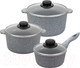 Миниатюра изображения товара Набор кастрюль Elan Gallery Гармония вкуса / 120562+3 (6пр, серый мрамор)