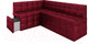 Миниатюра изображения товара Уголок кухонный мягкий Mebel-Ars Атлантис левый 190x84x120 (бархат красный Star Velvet 3 Dark Red)