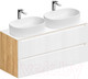 Миниатюра изображения товара Тумба под умывальник ЗОВ Дион 120 / D120LHO0M9003GKV5-KP13W (белый глянец/дуб)