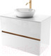 Миниатюра изображения товара Тумба под умывальник ЗОВ Лира 80 / L80MW0MWGVG-KP13W (белый/белый глянец)