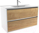 Миниатюра изображения товара Тумба с умывальником ЗОВ Парма 100 / P100LWP0MHMC1A-OL100 (белый/галифакс)