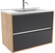 Миниатюра изображения товара Тумба с умывальником ЗОВ Парма 60 / P60LHO0MBPMC1A-OL60 (дуб/черный)