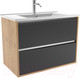 Миниатюра изображения товара Тумба с умывальником ЗОВ Парма 80 / P80LHO0MBPMC1A-OL80 (дуб/черный)