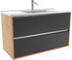 Миниатюра изображения товара Тумба с умывальником ЗОВ Парма 100 / P100LHO0MBPMC1A-OL100 (дуб/черный)