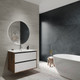 Миниатюра изображения товара Тумба с умывальником ЗОВ Парма 80 / P80LA0MWMC1B-OL80 (аттик/белый матовый/черный)