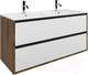Миниатюра изображения товара Тумба с умывальником ЗОВ Парма 120 / P120LA0MWMC1B-OL120 (аттик/белый матовый/черный)