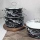 Миниатюра изображения товара Набор кастрюль КМЗ Черный мрамор 1 Элит (3шт, черный)