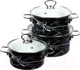 Миниатюра изображения товара Набор кастрюль КМЗ Черный мрамор 1 Элит (3шт, черный)