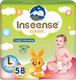 Миниатюра изображения товара Подгузники детские Inseense Classic Plus L 9-14 кг / InsCL58Lime (58шт)