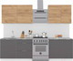 Миниатюра изображения товара Кухонный гарнитур Интермебель Микс Топ-6 2.1м (дуб крафт золотой/графит серый/мрамор лацио белый)