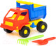 Миниатюра изображения товара Набор игрушек для песочницы Полесье Самосвал Кузя с лопаткой и грабельками / 1276