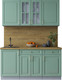 Миниатюра изображения товара Кухонный гарнитур Интерлиния Мила Шато 1.6А (мята/мята/дуб бунратти)