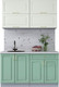 Миниатюра изображения товара Кухонный гарнитур Интерлиния Мила Шато 1.4Б (белый/мята/бискайская сосна)