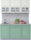 Миниатюра изображения товара Кухонный гарнитур Интерлиния Мила Шато 1.6Б (белый/мята/бискайская сосна)
