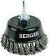 Миниатюра изображения товара Щетка для электроинструмента BERGER Чашеобразная 100мм гайка М14 + хвостовик 6мм / BG1744 (витая оцинкованная сталь 0.5мм)