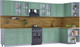 Миниатюра изображения товара Кухонный гарнитур Интерлиния Мила Шато 1.5x3.7 правая (мята/мята/дуб бунратти)
