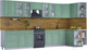 Миниатюра изображения товара Кухонный гарнитур Интерлиния Мила Шато 1.5x3.8 правая (мята/мята/дуб бунратти)