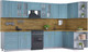 Миниатюра изображения товара Кухонный гарнитур Интерлиния Мила Шато 1.7x3.4 правая (океан/океан/дуб бунратти)